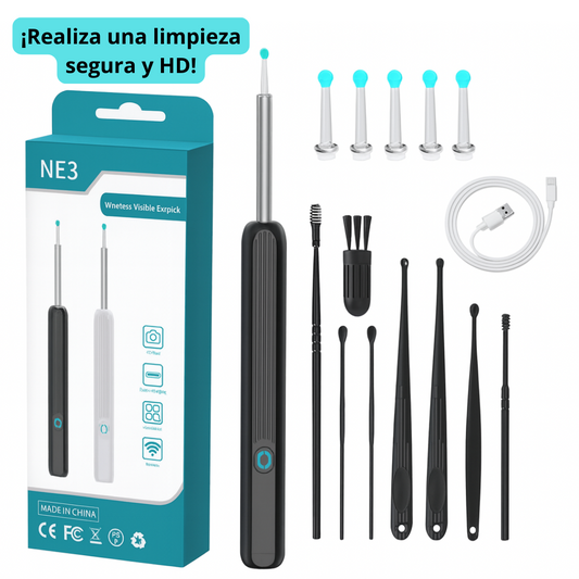 Otoscopio NE3™ – Mira y limpia tus oídos en HD