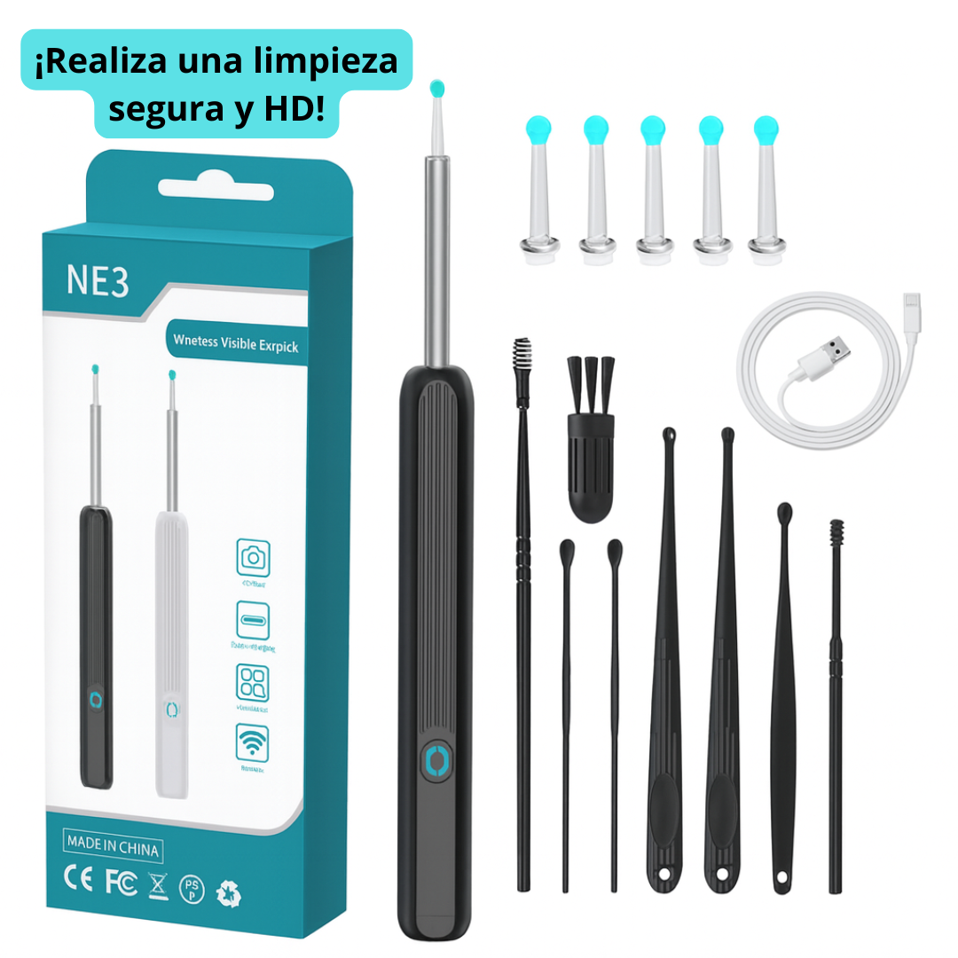 Otoscopio NE3™ – Mira y limpia tus oídos en HD