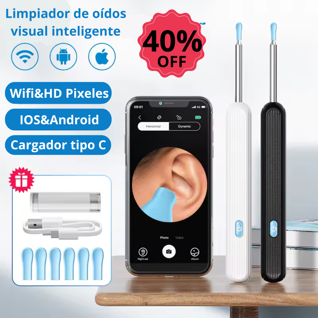 Otoscopio NE3™ – Mira y limpia tus oídos en HD